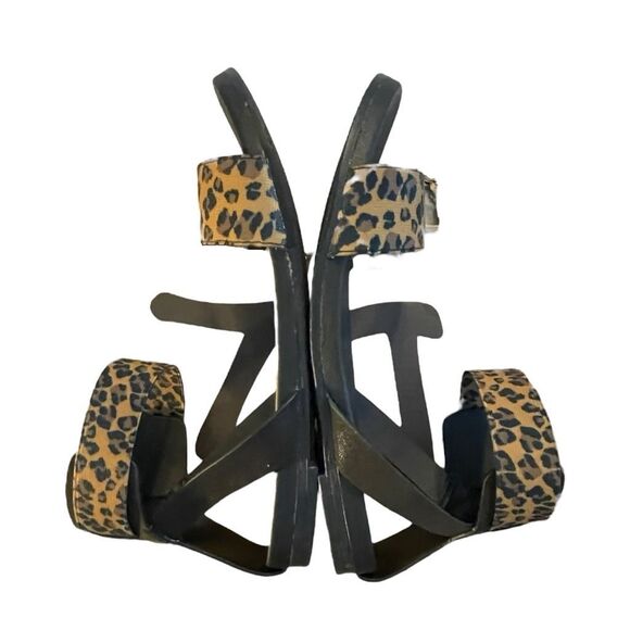 MIA Lydya Leopard Print Sandals Vegan Leather Black Brown Animal Print 7.5 - Picture 7 of 10